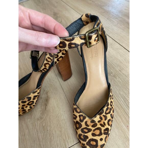 Soludos Collette heels women’s size 8.5 leopard print calf hair ankle strap - Picture 5 of 7